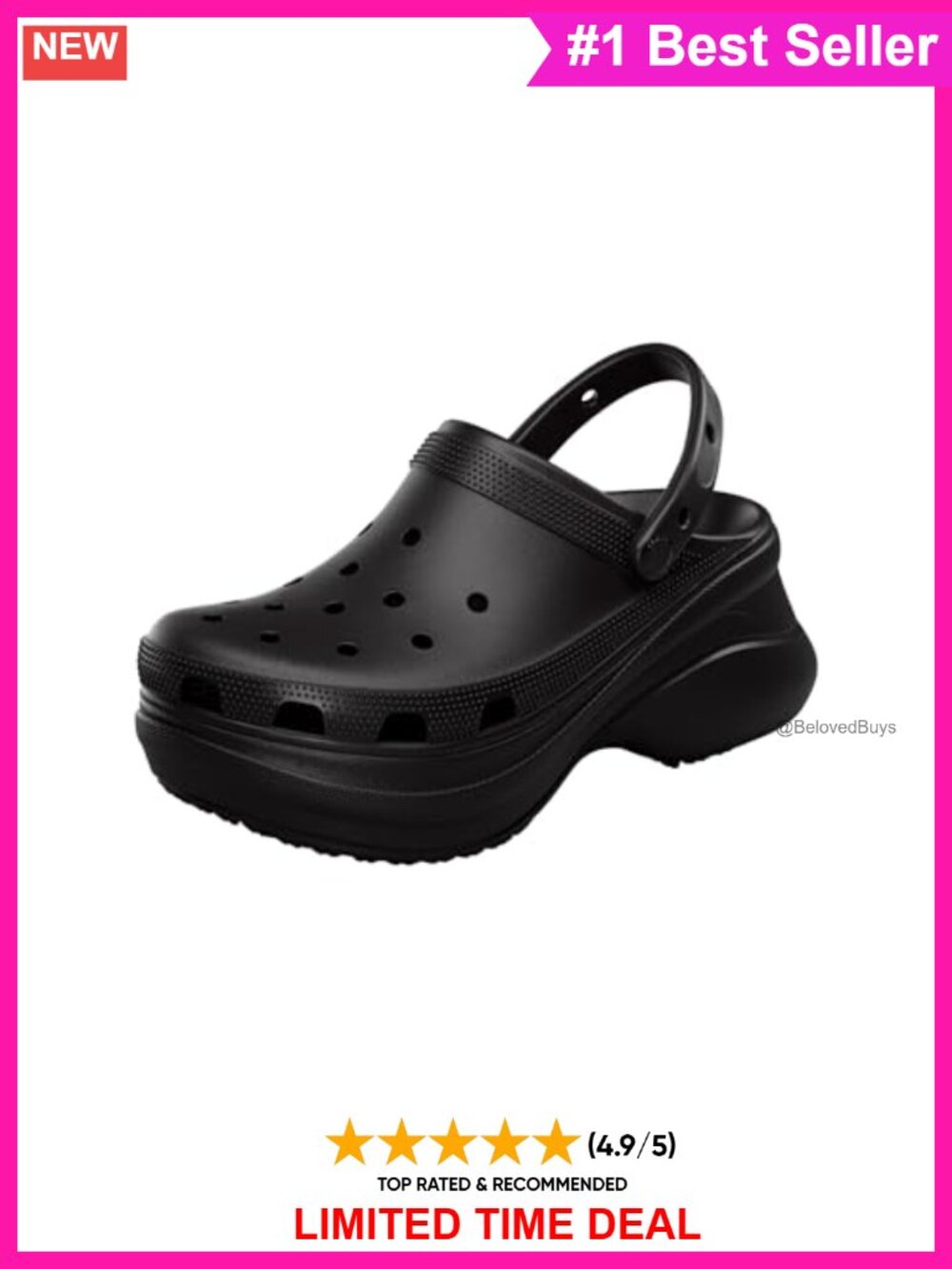 Platform Clogs Slip-On Shoes Lightweight Waterproof Casual